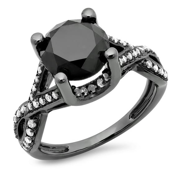 Dazzlingrock Collection 3.75 Carat (ctw) Black Rhodium Plated 18K Diamond Vintage Bridal Ring 3 3/4 CT, White Gold, Size 10