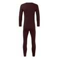 thumbnail image 3 of VNKIDY Men's Loungewear Autumn Winter Solid Color Thermal 2 Piece Base Layer Set Long Sleeve V Neck Slim Fit Top With Leggings Loungewear Set For Cold Weather Fashionable Homewear, 3 of 7