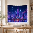 thumbnail image 5 of Cyberpunk Neon Cityscape at Night with Glowing Skyscrapers Energetic Digital Art for Gaming Enthusiasts Futuristic Synthwave Decor Holiday Gift Tapestry Wall Hanging for Bedroom and Gaming Room, 5 of 7