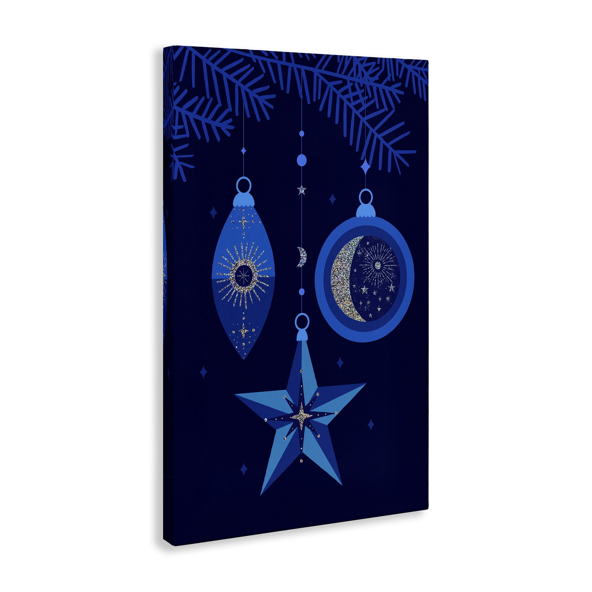 Stupell Industries Blue Holiday Ornaments Holiday Painting Gallery Wrapped Canvas Art Print Wall Art, 20 x 30
