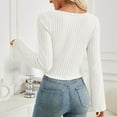 thumbnail image 5 of Annhoo Knitted Tops for Women Casual Long Sleeve Fall Blouses Cute Ruched Drawstring Slim Pullover Shirts, 5 of 7