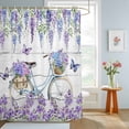 thumbnail image 4 of Shower Curtain Purple Vintage Floral Shower Curtains for Bathroom Decor, Waterproof Polyester Shower Curtain Set with Hooks, Small Stall Size 36" x 72" White Wood Grain, 4 of 9