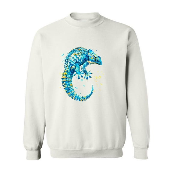 Blue Chameleon Watercolor Design Sweatshirt Men -Image by Shutterstock, Male 3X-Large
