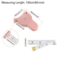 thumbnail image 2 of Uxcell Body Measure Tape 60" Pink Automatic Retractable Measuring Tape with Double Scale White Soft Tape Measure, 2 of 6