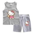 thumbnail image 4 of Hello Kitty, pantalones cortos de algodón para niñas con dibujos animados, chaleco de dos piezas de verano para bebés, ropa cómoda y bonita, ropa sin mangas para niños, 4 of 5
