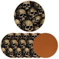 thumbnail image 2 of Skull 6PCS Round Microfiber Leather Cup Coasters, 11x11 cm/4.3x4.3 in - Set of 6 Drink Coasters for Home Decor, 2 of 6