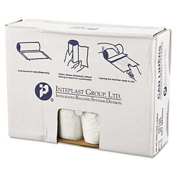 1Pc Inteplast Group High-Density Commercial Can Liners Value Pack, 45 gal, 11 microns, 40" x 46", Clear, 250/Carton (VALH4048N12)G7