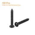 thumbnail image 3 of 4mm x 30mm Phillips Pan Head Self-tapping Screw, 100pcs - 304 Stainless Steel Round Head Wood Screw (Black), 3 of 6