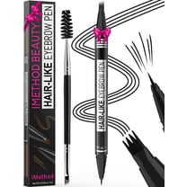 iMethod 2-in-1 Eyebrow Pen, 4-Fork-Tip & Precise Brush-Tip for Natural Hair-Like Brows, Long-Lasting with Eyebrow Spoolie Brush, Brown