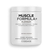 Codeage Muscle Formula+ Platinum Supplement - Creatine Monohydrate, PeptiStrong Fava Bean Protein Hydrolysate, Taurine, Vitamin D3, Liposomal Delivery - Non-GMO - Unflavored Protein Powder - 8.78 Oz