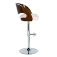 thumbnail image 3 of LumiSource Chrome Metal, Mahogany Wood, White PU Pino Adjustable Barstool - Set of 2, 3 of 9