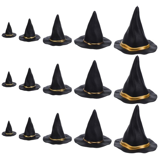 ColoMX 20 piezas sombrero de bruja de Halloween, sombreros de muñeca, decoración, minisombreros de bruja, gorra artesanal, decoraciones