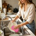 thumbnail image 4 of Non Scratch Microfiber Scrub Pad, Torqee Reusable Kitchen Sponge, Washable Dish Scrubber, for Pot Washing, Stove Wiping and Table Surface Cleaning, Pink, 4 of 4