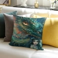 thumbnail image 3 of BANET Cute Little Girl Decor Forest Throw Pillow Cover Fantasy Animal Dragon Pillow Covers Green Pillow Cases Couch Sofa Office Home Decor Boho Pillowcase 24x24in, 3 of 5
