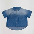 thumbnail image 2 of MEZZALL Toddler Boys Girls Short Sleeve Summer Casual Denim Lapel Tops Beach Holiday Shirts T Shirt Versatile Child Blouses Clothing, 2 of 6