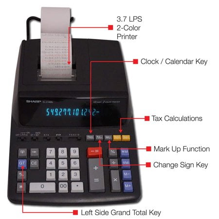 SHARP EL2196BL Standard Function Calculator, White