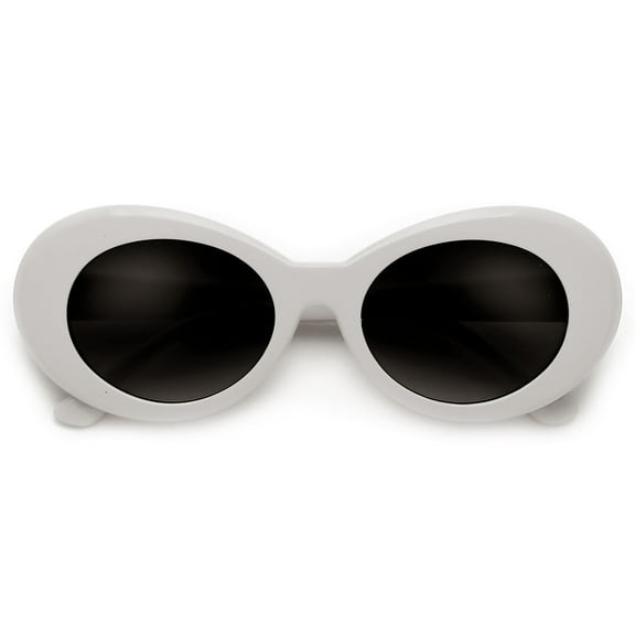Sunglass Spot Unisex Oval Sunglasses with Microfiber, White