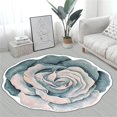 thumbnail image 1 of Floral Area Rugs Peony Flower Shape Area Rugs Non-Slip Rugs Floral Shaggy Carpet Bath Mat for Bedroom, Dorm, Luxury Room Decor, Blue, 2.6'x2.6', 1 of 6