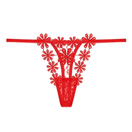 

Gubotare Underpants For Women Womens Thong Panties Solid Color Comfortable Low Waist Panties Red One Size