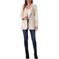 thumbnail image 2 of INSPIRE CHIC Women's Blazer Lapel Collar One Button Faux Suede Dressy Suit Jacket S Beige, 2 of 6