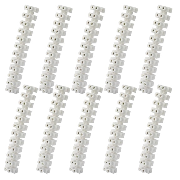 10 Pieces Terminal Block, 12 Position Dual Row Terminal Strip Electrical Barrier Wire Connector Block 10 Amp 380 Volt White Screw