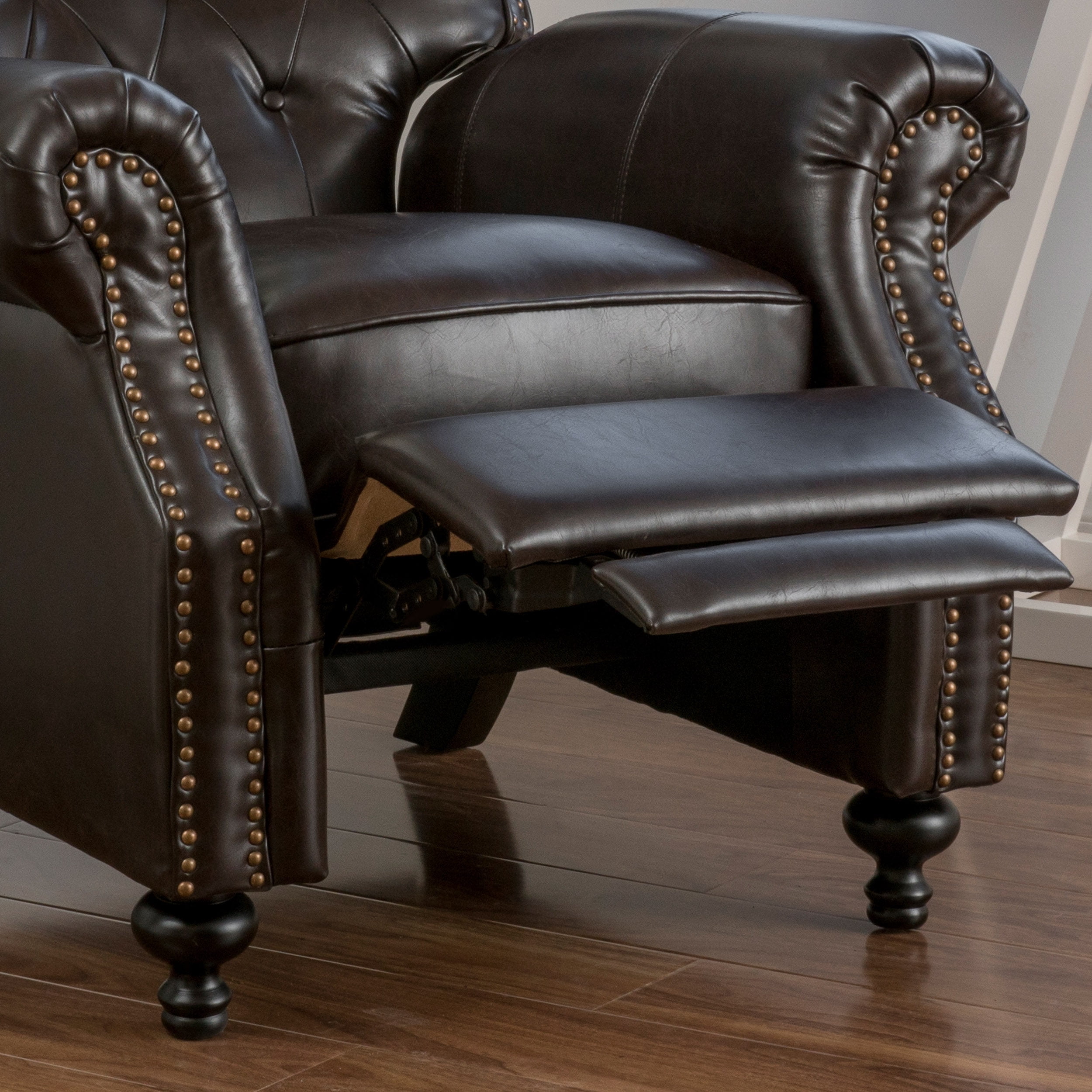 Euroco Copper Accented Push Back Recliner Chair with Rolled Arms, Upholstered Manual Recliner with Hump Feet – Elegant Armchair for Living Room, Bedroom, or Office