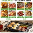 thumbnail image 3 of NutriChef 24-Inch Stove Top Griddle Pan, Nonstick Double Burner Grill & Griddle Combo, Ridged & Flat Surfaces, Cool-Touch Handles, Black, 3 of 4