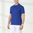 thumbnail image 4 of Yufatyle Men Cotton Short Sleeve Turndown collar Button Blouse Blue XXXL, 4 of 8