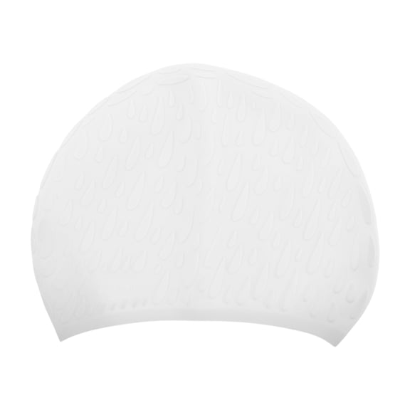 Unique Bargains 1 Pc Silicone Waterproof Water Drops Embossed Swim Cap White