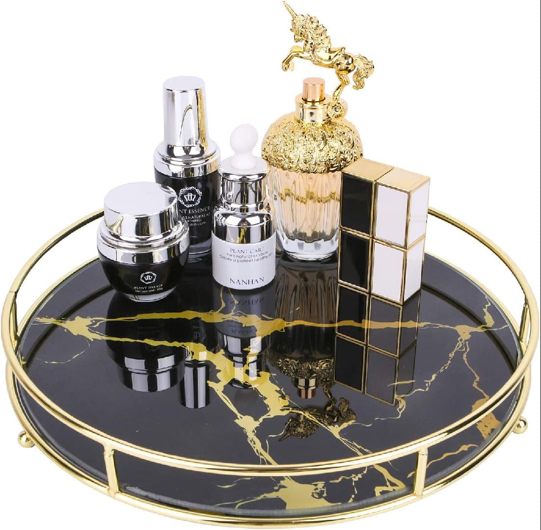 Makeup Organizer Tray, Decorative Glass Vanity Tray for Perfume