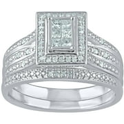 1/3 Carat T.W. Princess-Cut Diamond Sterling Silver Bridal Set