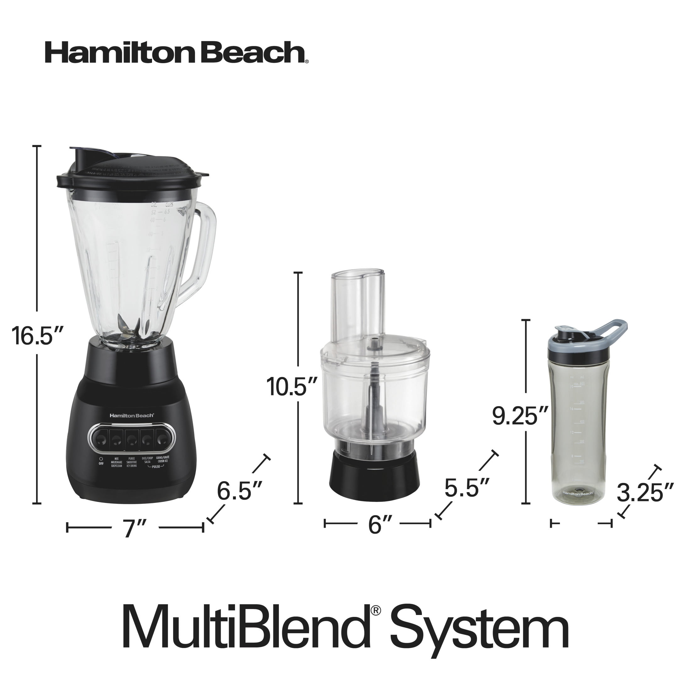 Hamilton Beach MultiBlend Kitchen System, 3-in-1 Quiet Blender