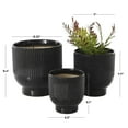 thumbnail image 3 of DecMode 9", 8", 6"H Speckled Black Ceramic Planter with Linear Grooves and Tapered Bases (3 Count), 3 of 9