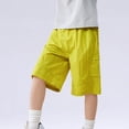 thumbnail image 3 of ATOGUTA Baggy Cargo Shorts Boy Size 3T-15 Kids Athletic Basketball Shorts Casual Elastic Waist Summer Clothes with Pockets Yellow, 3 of 5