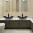 thumbnail image 3 of FULLWATT Bathroom Vessel Sink Black Ceramic Vessel Sink For Bathroom Rectangle Ceramic Vessel Sink with Faucet & drainer set 18.89" Vessel Sink, 3 of 11