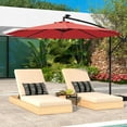 thumbnail image 2 of Gymax 10 ft Patio Offset Umbrella w/ Solar Lights Deck Umbrella w/ Easy Tilt Adjustment Red, 2 of 10