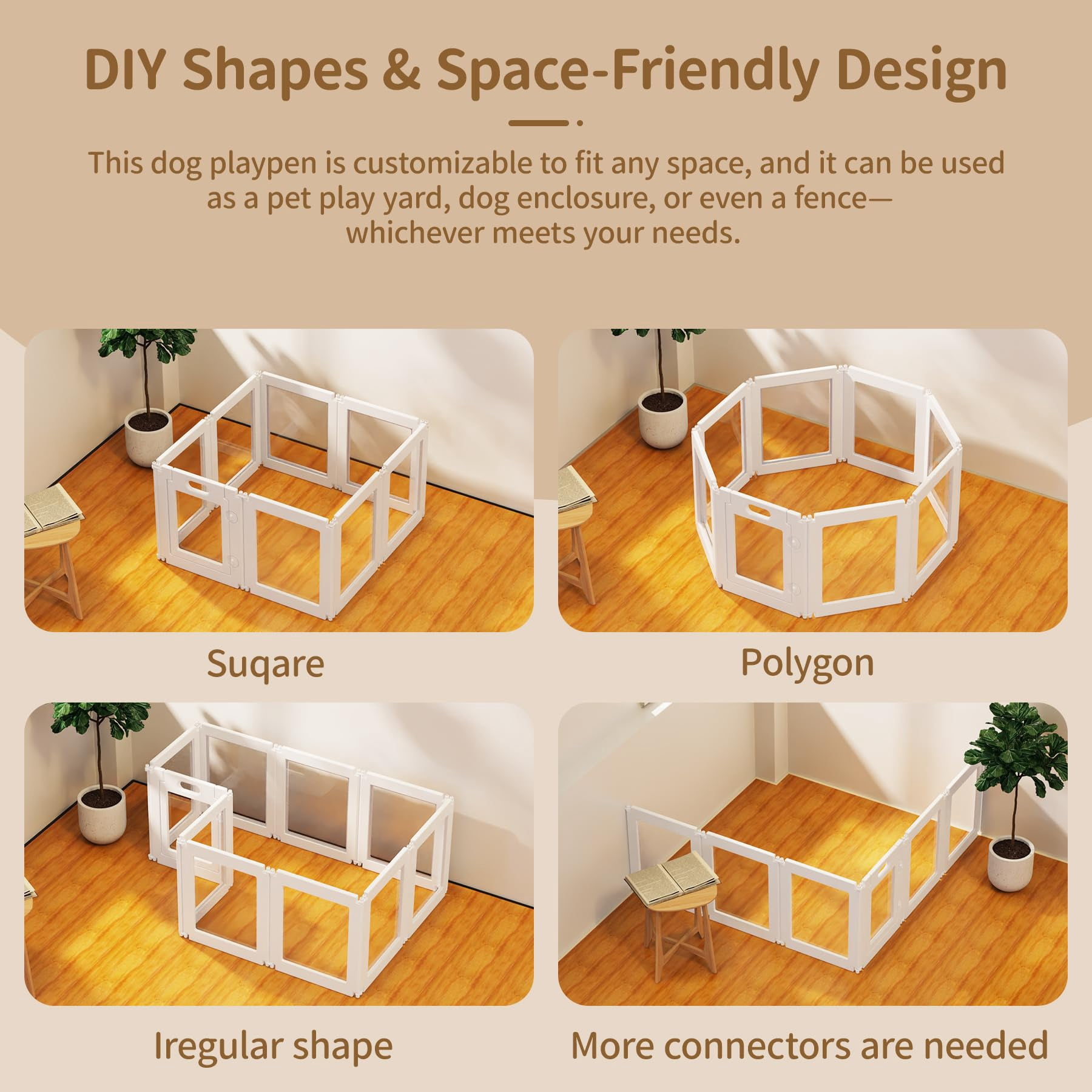 Novan 8-Panel Modular Puppy Playpen – Indoor Pet Exercise Fence
