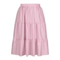 thumbnail image 5 of Women's Plaid Gingham Midi Skirts A-Line Elastic High Waisted Tiered Flowy Skirts Soft Ruffled Vacation Skirt, 5 of 8