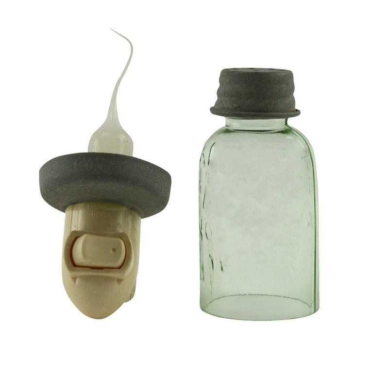 Silver Mini Mason Jar Nightlight Plug-In Night Lamp Silicone Bulb Safety Light Silver Mini Mason Jar Nightlight Plug-In Night Lamp Silicone Bulb Safety Light