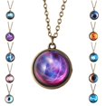 thumbnail image 4 of Solar System Round Pendant Necklace Double Solar system Sided Glass Dome Planet Space Luminous Necklace, 4 of 9