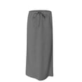 thumbnail image 6 of VBTAPA Women's Summer Linen Maxi Skirt Drawstring Low Waist A Line Casual Skirts Flared Long Skirt Gray S, 6 of 8