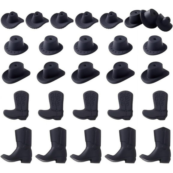 26 Pcs Cowboy Hat Beads Black Cowboy Hat Boots Loose Beads Western Style 3D Focal Beads Shoes Hats Beads for Jewellery Making Pens Lanyard Keychain Making