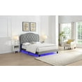 thumbnail image 3 of Upholstered Bed Button Tufted with Curve Design - Strong Wood Slat Support - Easy Assembly - Light Grey Velvet - With LED Light - Platform Bed - Queen, 3 of 9