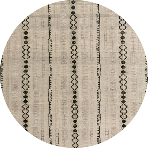 Ahgly Company Indoor Round Abstract Brown Abstract Area Rugs, 3' Round