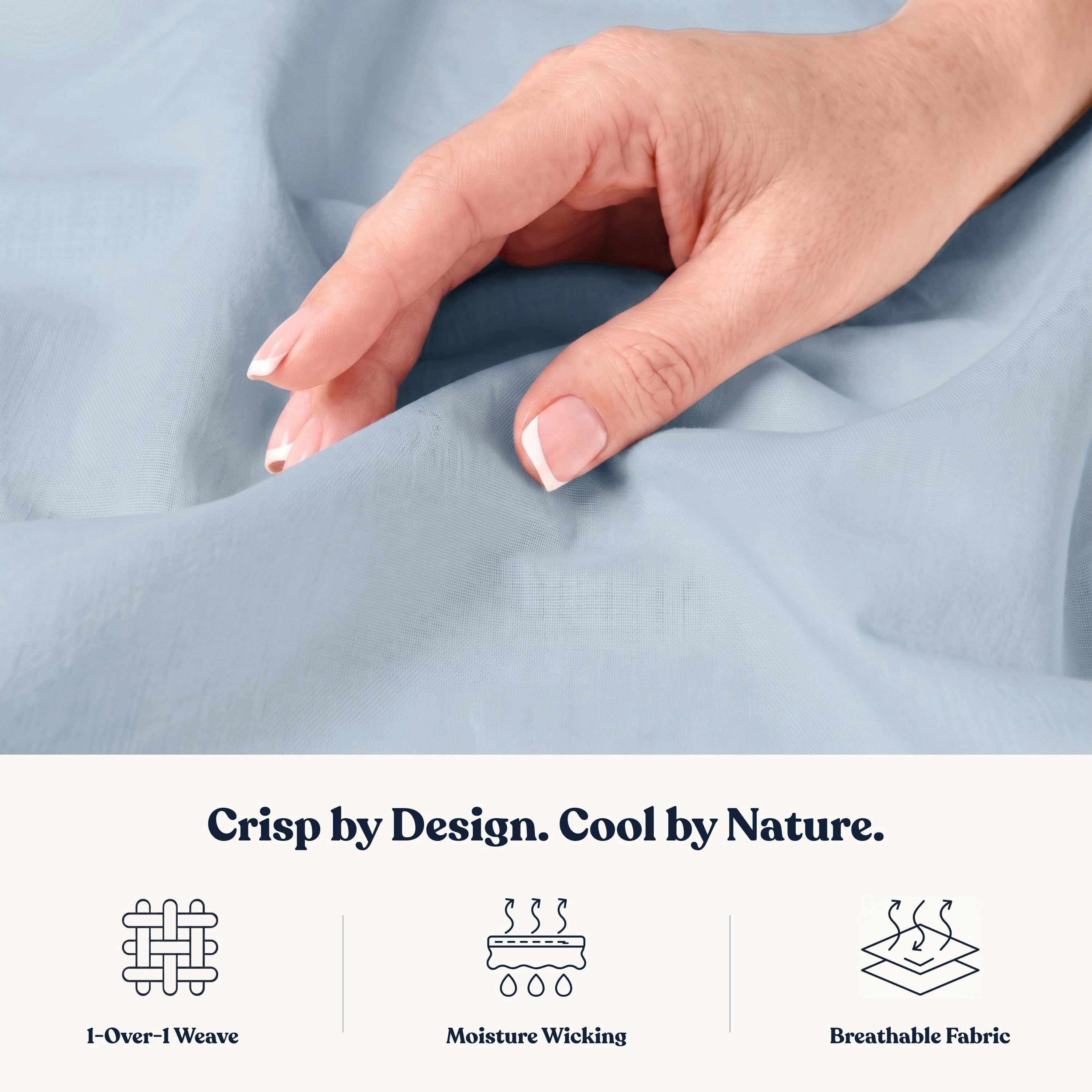 Delara King Organic Cotton Percale Pillowcase Set 2 Pack, 21"x36", 400 Thread Count, Soft Silky Bedding, GOTS Certified, Light Blue