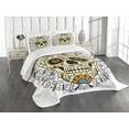 thumbnail image 3 of Ambesonne Sugar Skull Quilted Bedspread Set 3 Pcs, Calavera Featured, Queen Size, Multicolor, 3 of 5