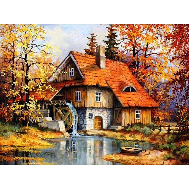 Cuadros Decorativos Pintura de diamante redondo de la serie Paisaje de bricolaje 5D Sywqhk Nuevos Originales