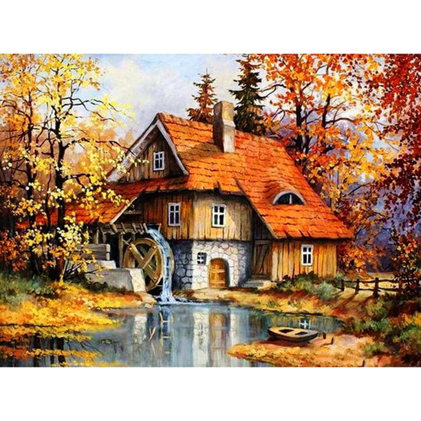 Wdftyju Pintura de diamante redondo de la serie Paisaje de bricolaje 5D Wdftyju 5fu8fl8gg7kn8ka7D01