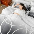 thumbnail image 4 of jejeloiu Geometric Lines Circle 7pcs Bedding Comforter Set,White Black Queen Bedding Sets For Men Women Reversible, 4 of 8