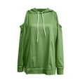 thumbnail image 4 of QUINDOS Hoodies for Women Cold SHoulder Sweatshirts for Women Plus Size Casual Long Sleeve Plain Crew Neck Pullover Tops, 4 of 5